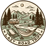 logo of a camper with a hammock